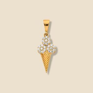14K Solid Gold Ice Cream Charm | Modern Jewelry | Symbols of Celebration & Joy |
